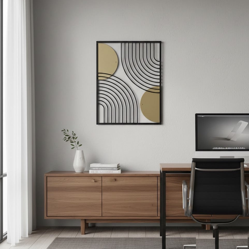 Modern Geometric Semicircle and Arch Metal Wall Art