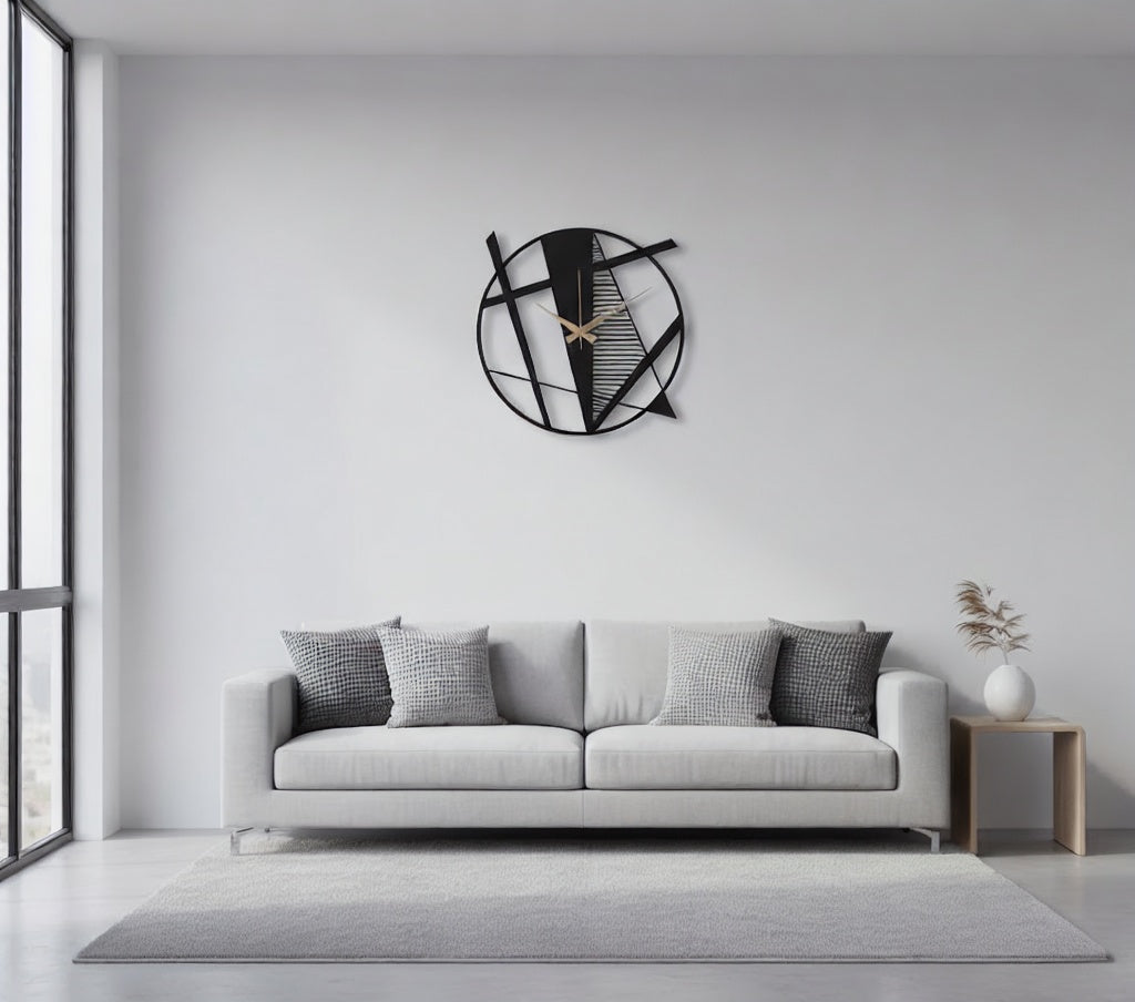 Modern Geometric Abstract Metal Wall Clock