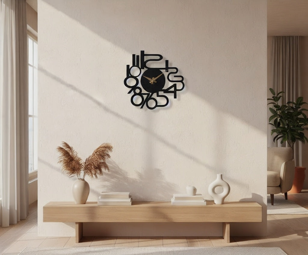 Modern Abstract Melting Numbers Metal Wall Clock