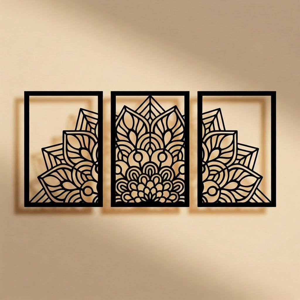 Mandala Triptych Geometric Metal Wall Art