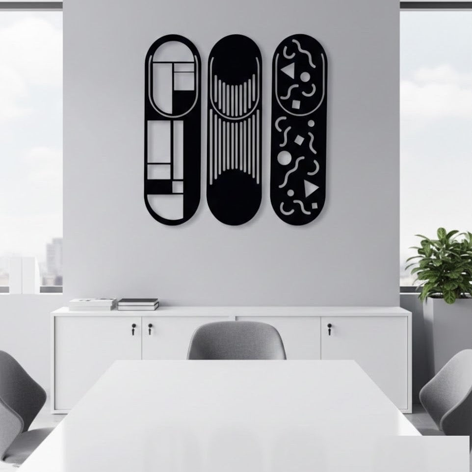 Modern Geometric Trio Metal Wall Art Panels