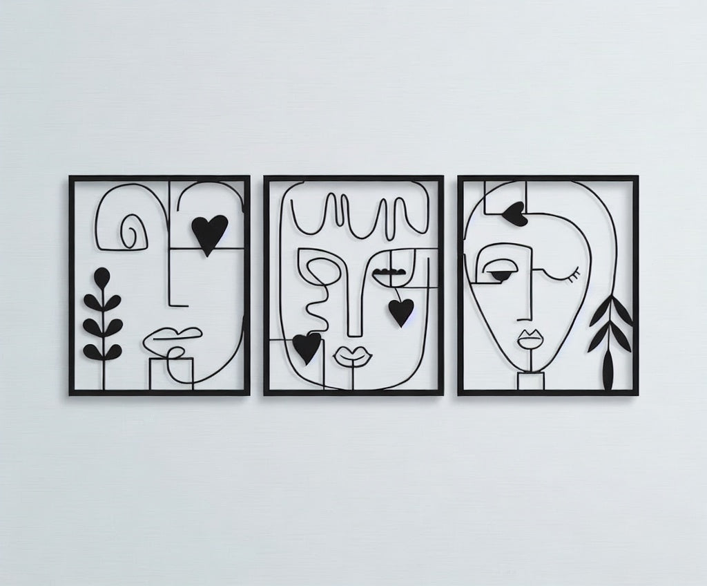 Abstract Line Art Face Metal Wall Decor