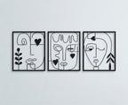 Abstract Line Art Face Metal Wall Decor