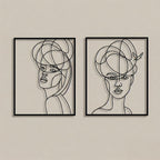 Abstract Minimalist Women Faces Metal Wall Art Set