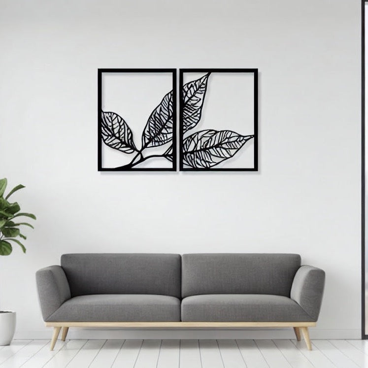 Elegant Foliage Pair Metal Wall Art Panels