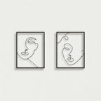 Minimalist Abstract Faces Line Art Metal Wall Decor Set