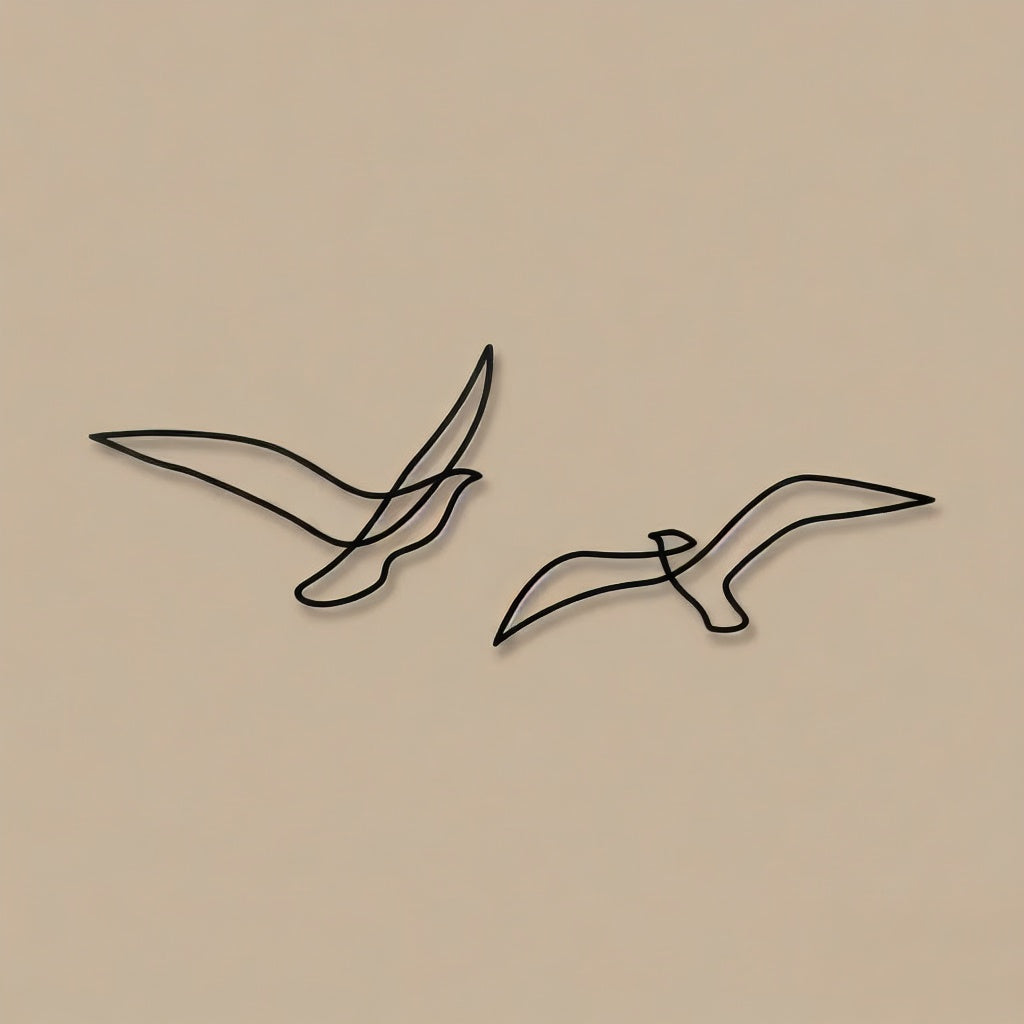 Minimalist Flying Seagulls Metal Wall Art