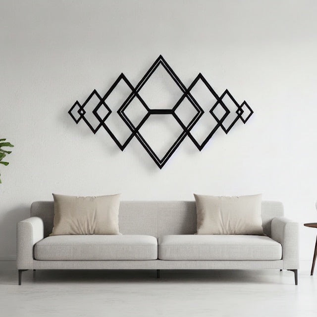 Geometric Interlocking Diamonds Metal Wall Art