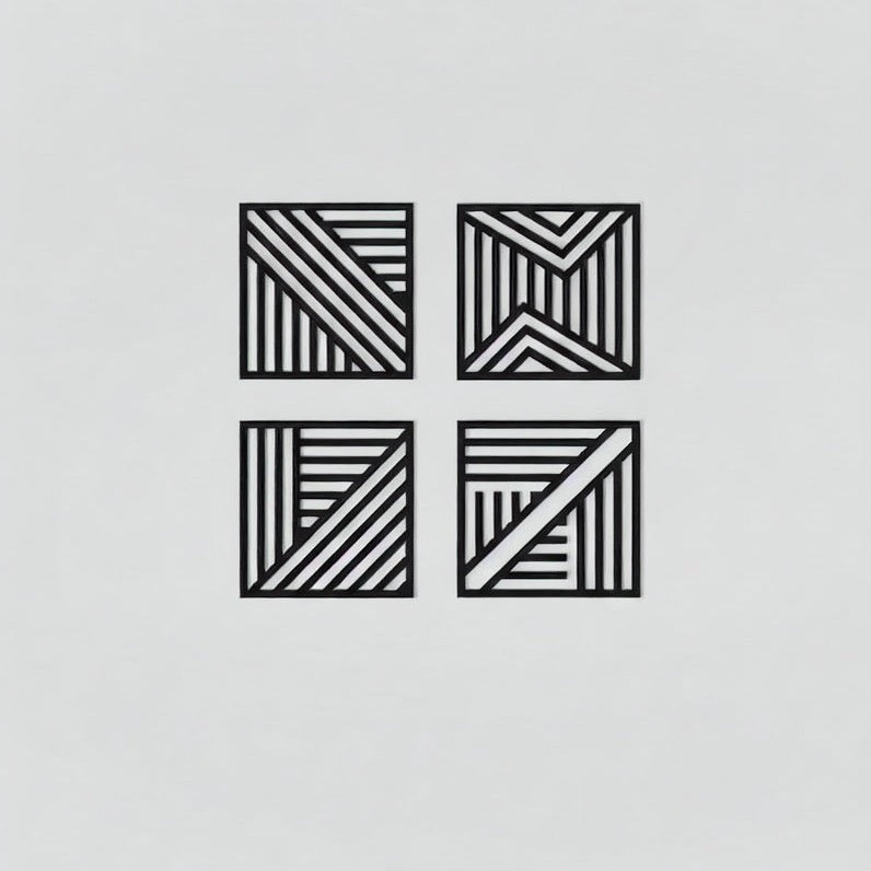 Geometric Line Pattern Quadtych Metal Wall Art
