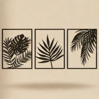 Tropical Palm Fronds Triptych Metal Wall Art