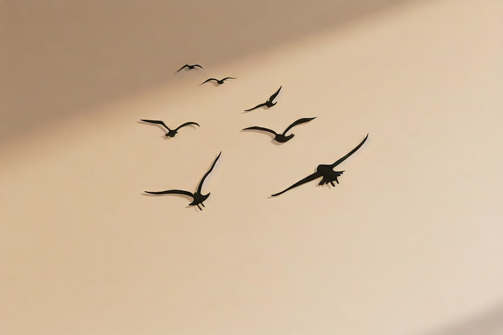 Migrating Birds Flight Metal Strip Wall Art