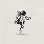 Floating Astronaut Metal Strip Wall Art