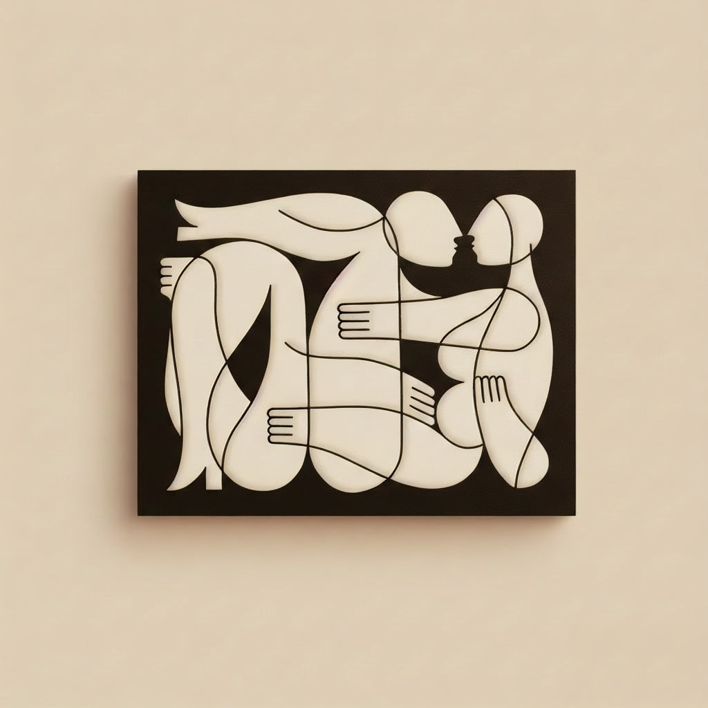 Modern Abstract Lovers Metal Strip Wall Art