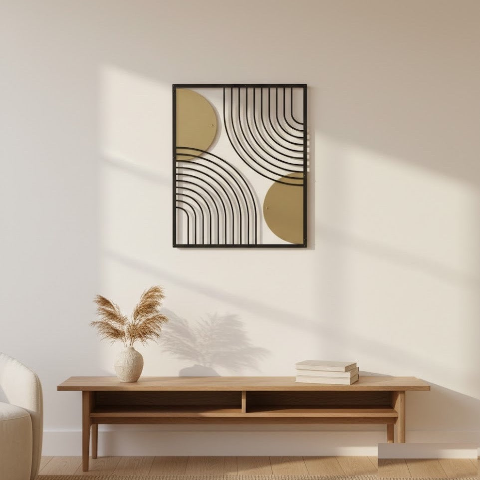 Modern Geometric Semicircle and Arch Metal Wall Art