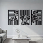 Art Deco Arched Lines Trio Metal Wall Art