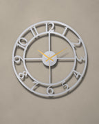Bold Numbers Skeleton Metal Wall Clock in Silver with Gold hands
