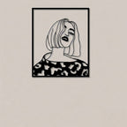 Modern Chic Woman with Bob Cut Metal Wall Art