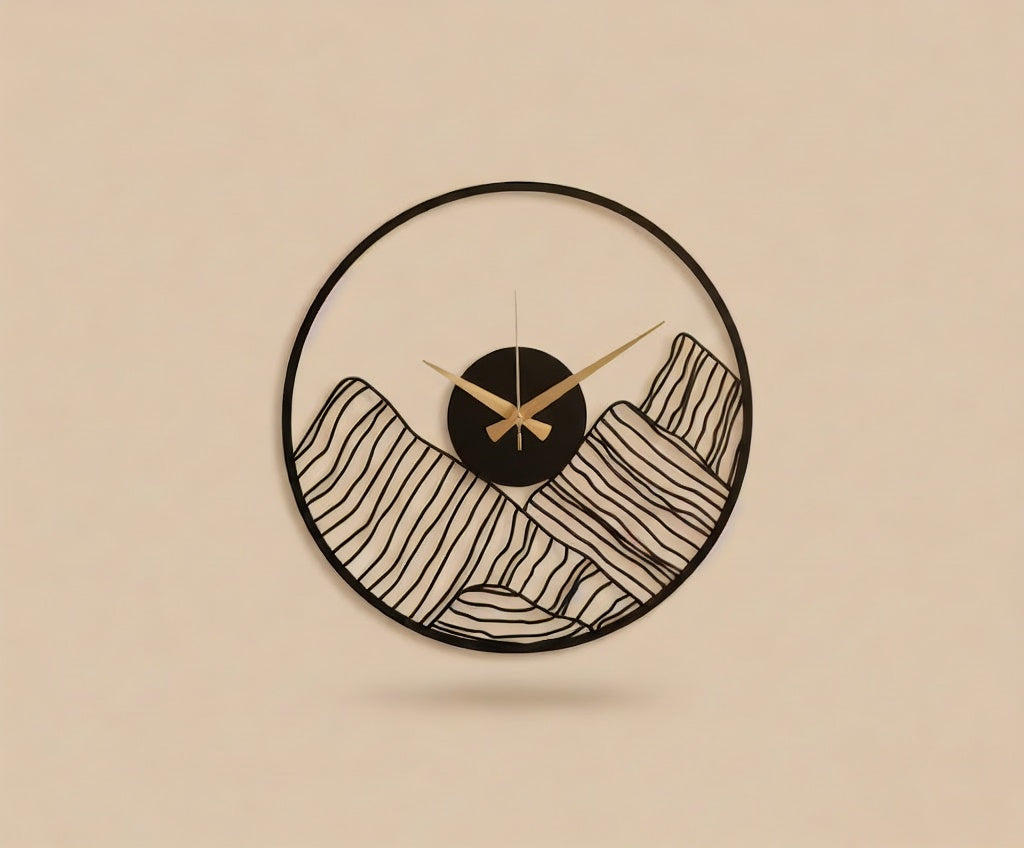 Mountain Peak Silhouette Metal Wall Clock