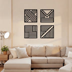 Geometric Line Pattern Quadtych Metal Wall Art