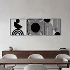 Triptych Geometric Celestial Metal Wall Art