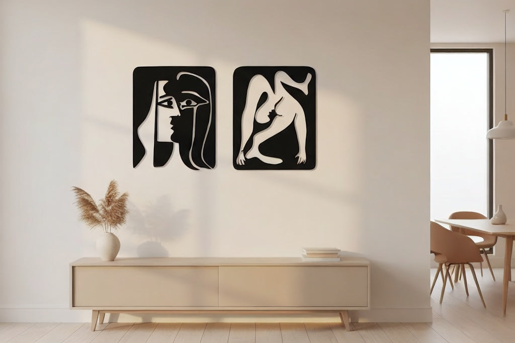 Modern Abstract Human Figure Duo Metal Wall Art