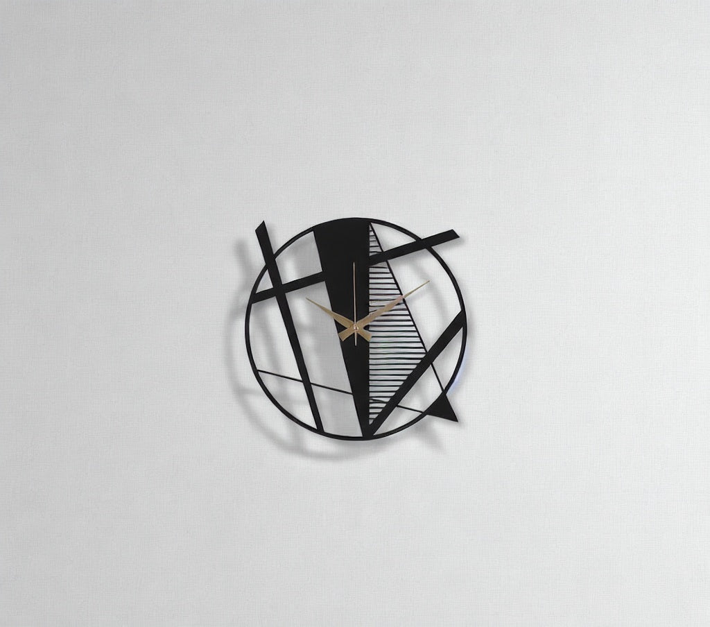 Modern Geometric Abstract Metal Wall Clock