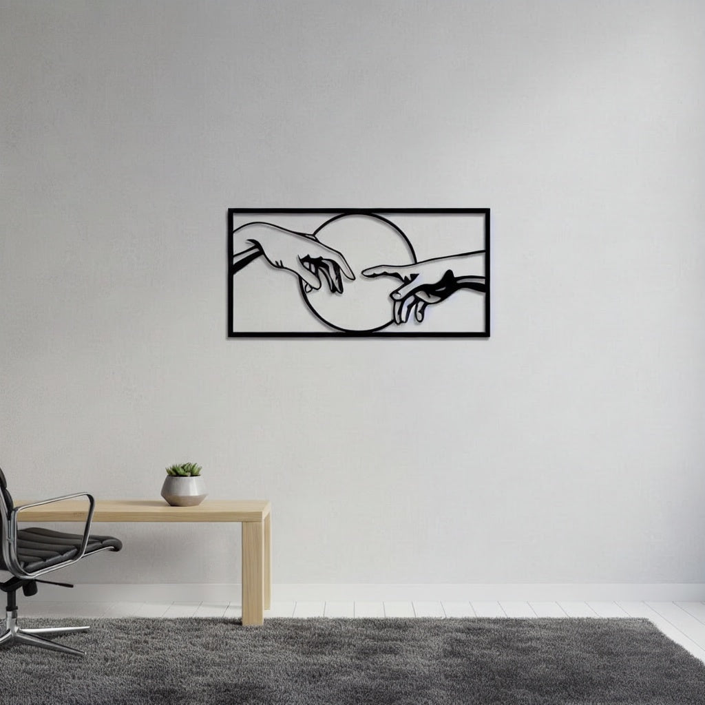 The Creation of Adam Hands Metal Wall Art