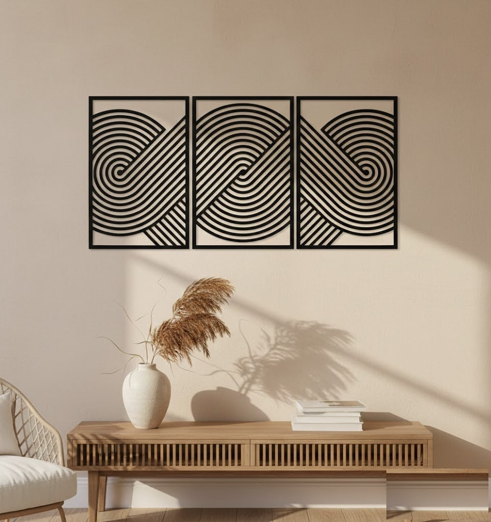 Triple Infinite Spiral Geometric Metal Wall Art
