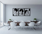 Botanical Silhouette Triptych Metal Wall Art