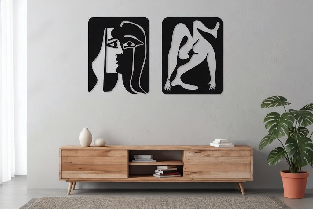 Modern Abstract Human Figure Duo Metal Wall Art