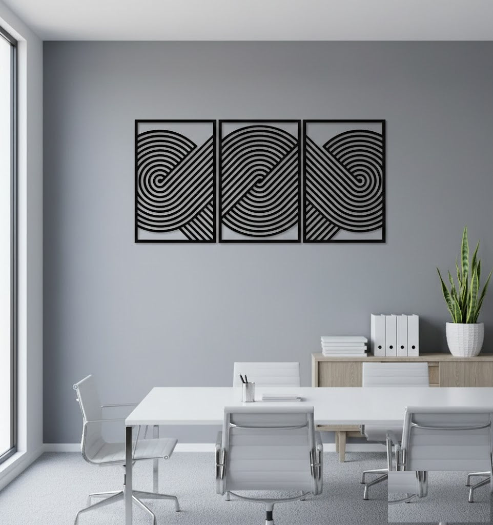 Triple Infinite Spiral Geometric Metal Wall Art