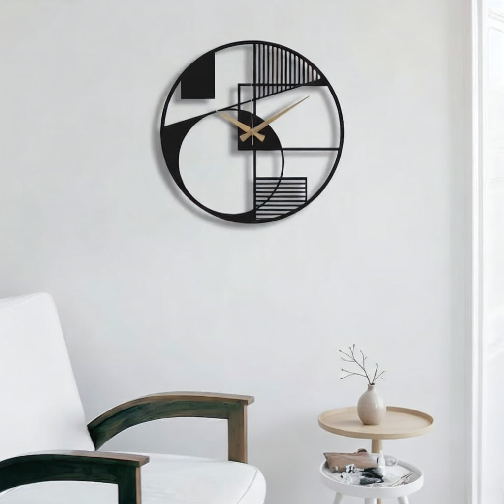 Modern Geometric Abstract Metal Wall Clock
