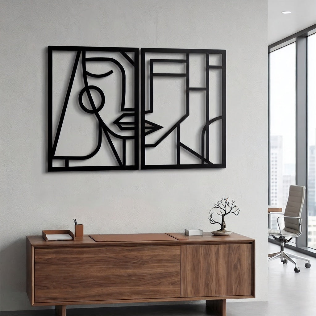 Minimalist Abstract Human Portrait Metal Wall Art Set