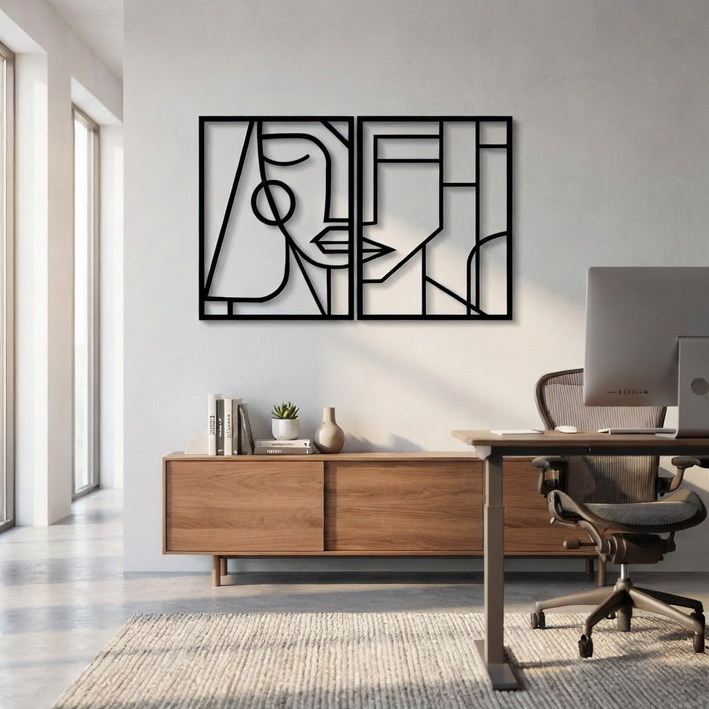 Minimalist Abstract Human Portrait Metal Wall Art Set