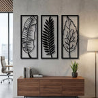 Tropical Botanical Leaf Trio Metal Wall Art Panels
