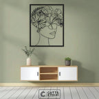 Floral Woman Portrait Metal Line Art