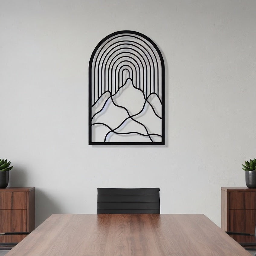 Arched Mountain Peaks Metal Wall Art