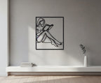 Minimalist Reading Woman Metal Wall Art
