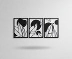 Botanical Silhouette Triptych Metal Wall Art