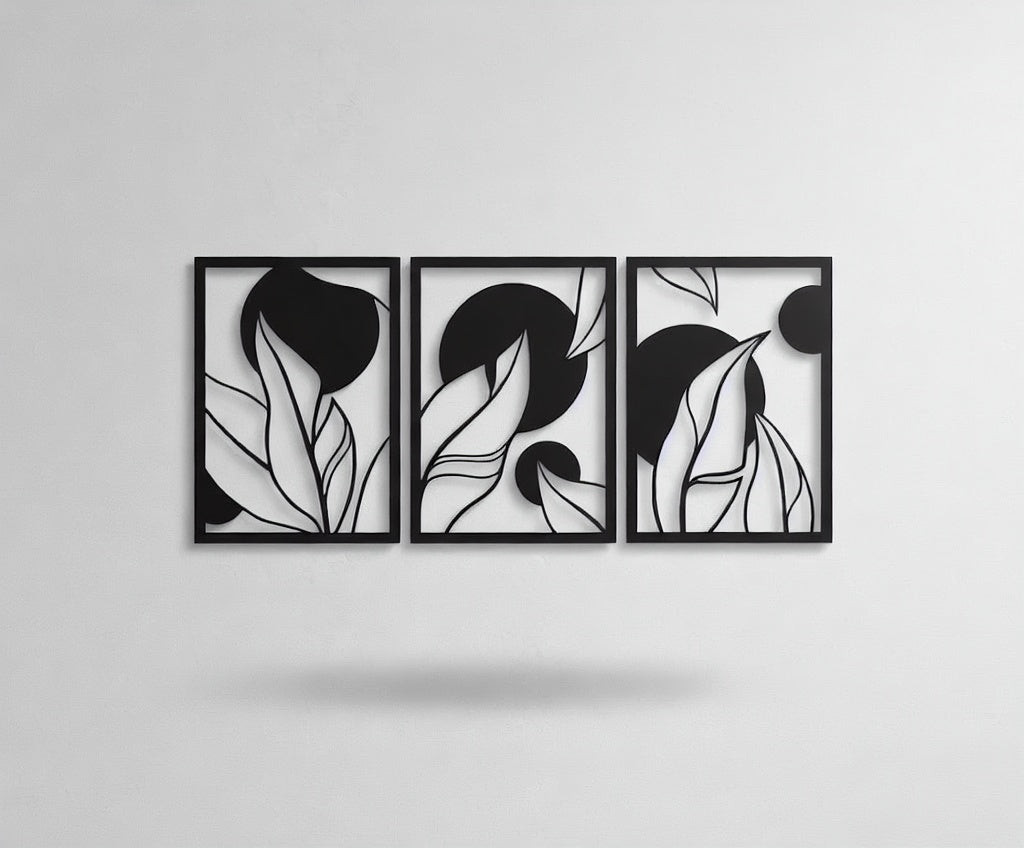 Botanical Silhouette Triptych Metal Wall Art