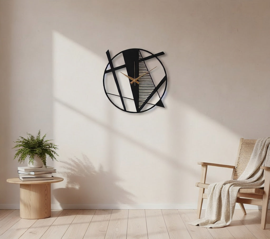 Modern Geometric Abstract Metal Wall Clock