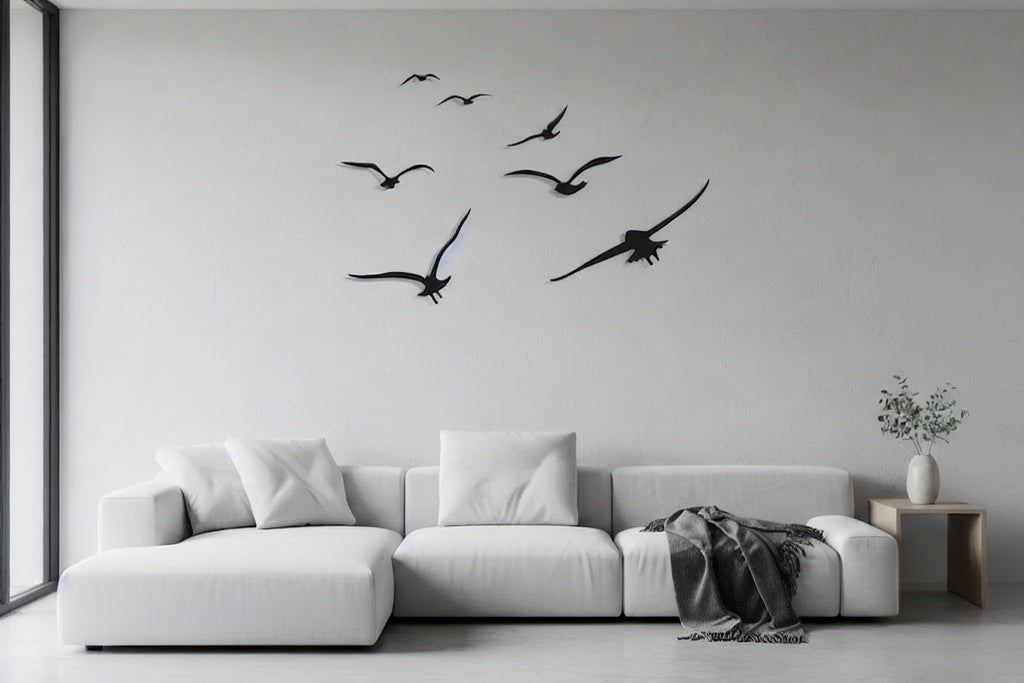 Migrating Birds Flight Metal Strip Wall Art