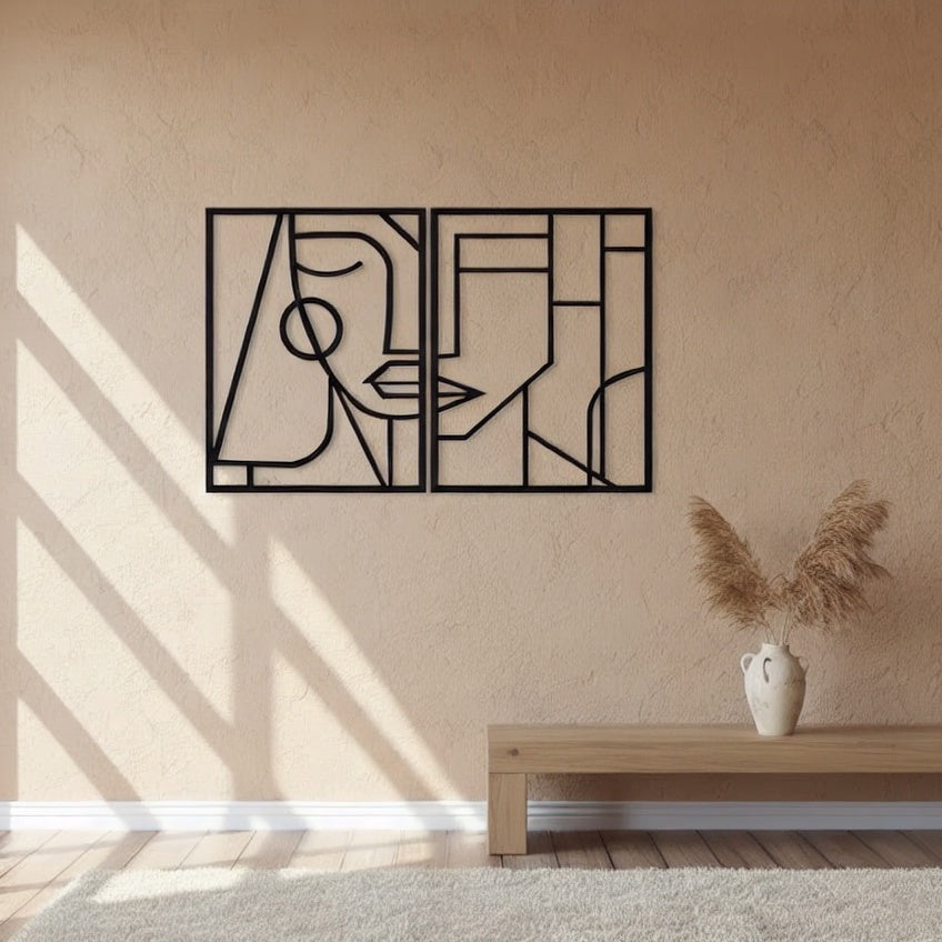 Minimalist Abstract Human Portrait Metal Wall Art Set
