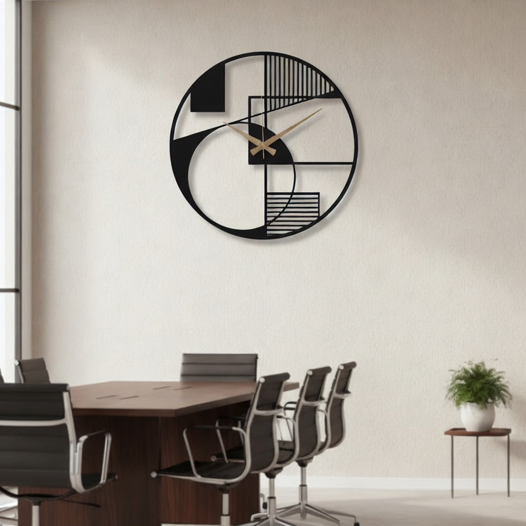 Modern Geometric Abstract Metal Wall Clock
