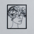 Floral Woman Portrait Metal Line Art