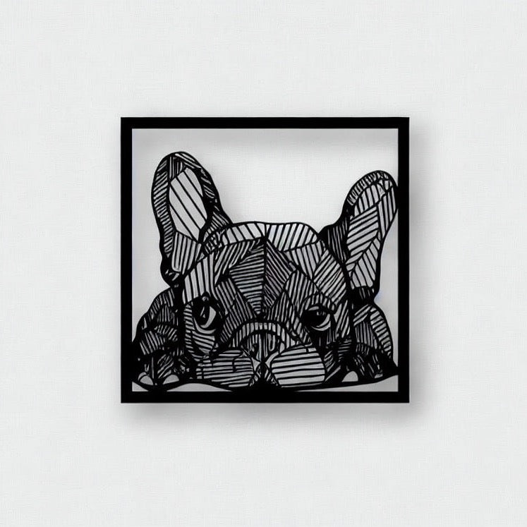 French Bulldog Geometric Line Art Metal Wall Decor