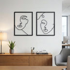 Minimalist Abstract Faces Line Art Metal Wall Decor Set