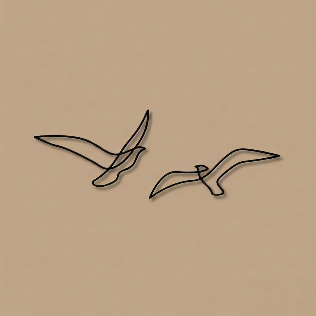 Minimalist Flying Seagulls Metal Wall Art