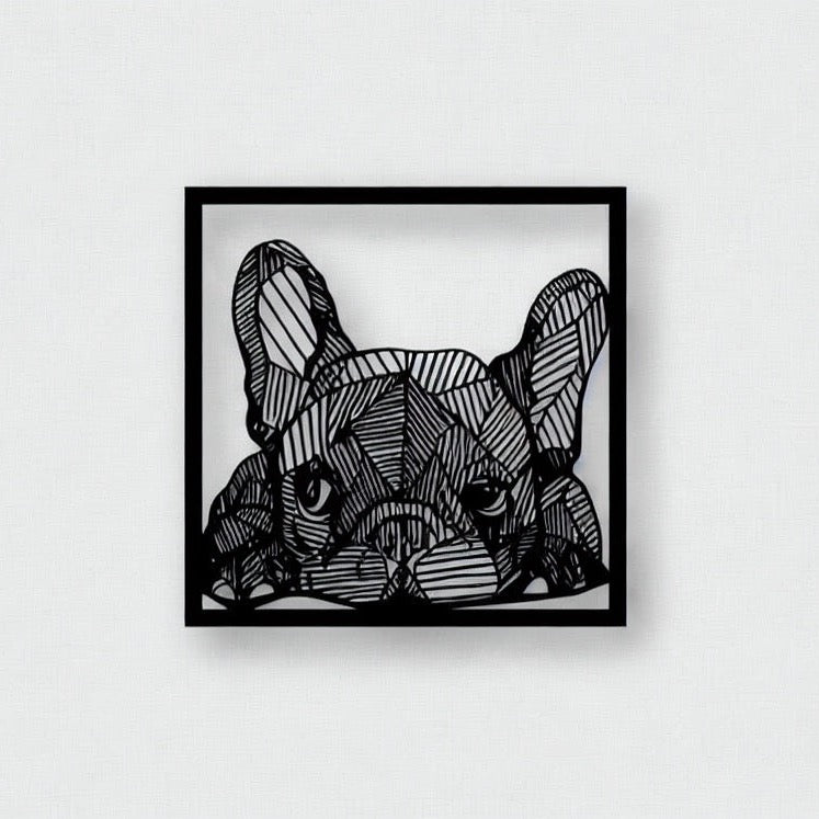 French Bulldog Geometric Line Art Metal Wall Decor