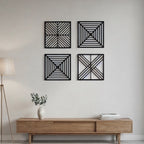 Geometric Line Pattern Quadtych Metal Wall Art